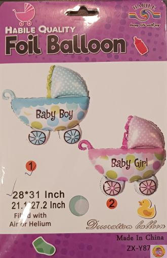Балон фолио бебешка количка Baby Boy синя