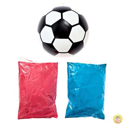 Парти конфети, футболна топка с прах, син цвят