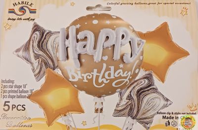 Комплект Балони фолио Happy Birthday злато /5 броя