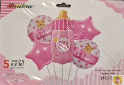 Комплект Балони фолио It's a GIRL розово /5 броя