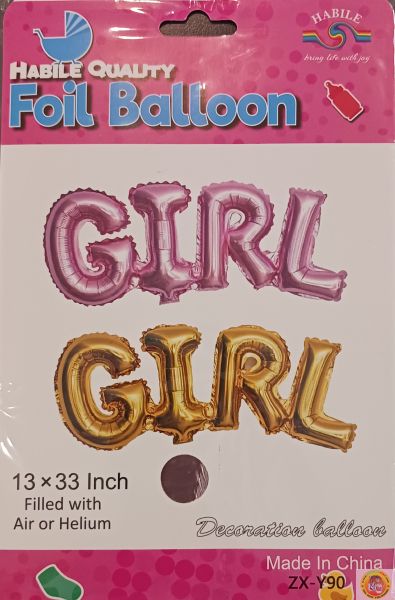 Балон фолио надпис Girl розов