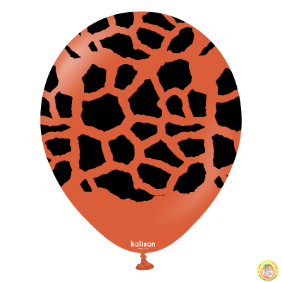 Kalisan Safari оранжеви балони с печат Жираф (черен) / 12", 1бр.
