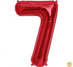 Фолиев балон цифра 7, червен - 102см