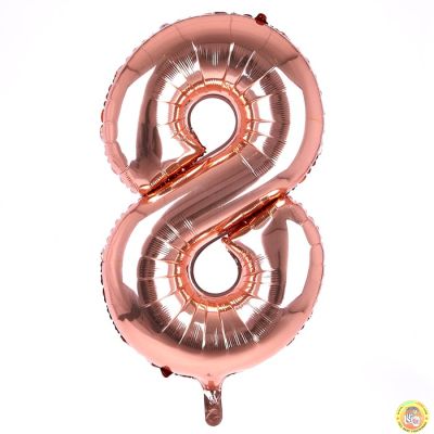 Фолиев балон цифра 8, розово злато - 102см