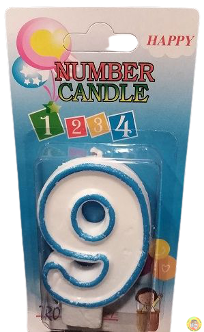 Свещичка със син контур цифра - №9, 1 брой