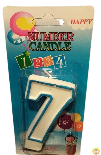 Свещичка със син контур цифра - №7, 1 брой