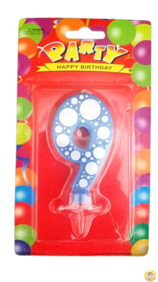 Свещичка за рожден ден-синя на точки- 9