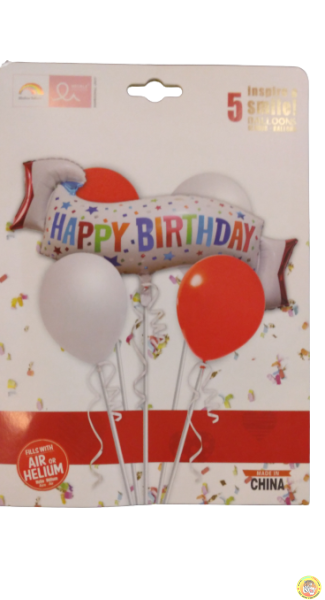 Комплект балони фолио и латекс с банер HAPPY BIRTHDAY /5 броя/